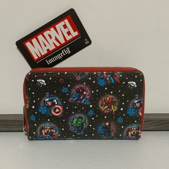 Loungefly Marvel Avengers Tattoo Mini Backpack and Zip-Around Wallet Set - Picture 9 of 13